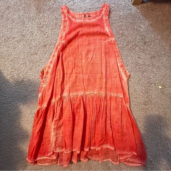 FREE PEOPLE Womens Breathless Moments Ruffled Sleeveless Mini Dress Orange Large - Picture 5 of 5